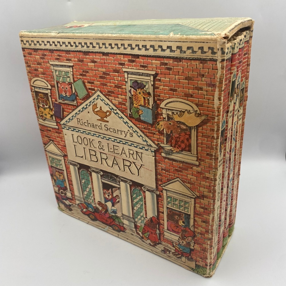 Vintage Richard Scarry Look & Learn Library 4 Book Boxed Set Golden Press 1971